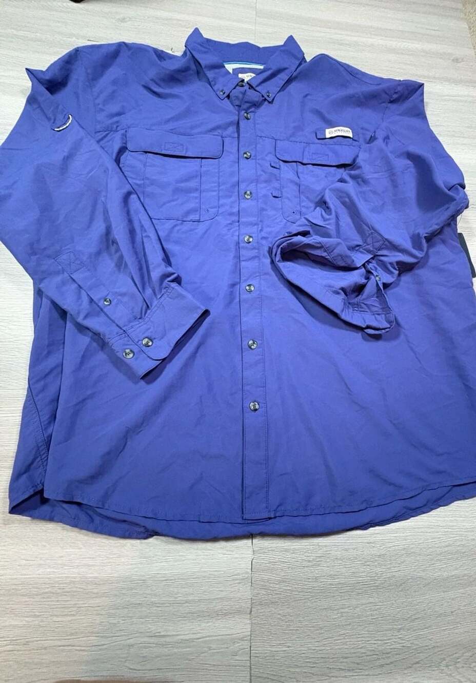 Magellan Outdoors Laguna Madre LS Fishing Shirt Size 3XL Skipper Blue